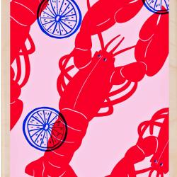 Pink Lobster Postcard From The Wooden Postcard Company