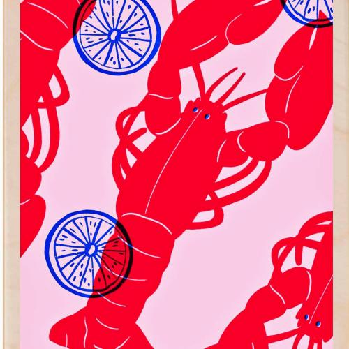 Pink Lobster Postcard From The Wooden Postcard Company