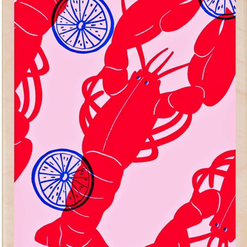Pink Lobster Postcard From The Wooden Postcard Company