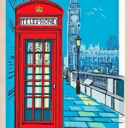 Red London Telephone Box Postcard From The Wooden Postcard Company