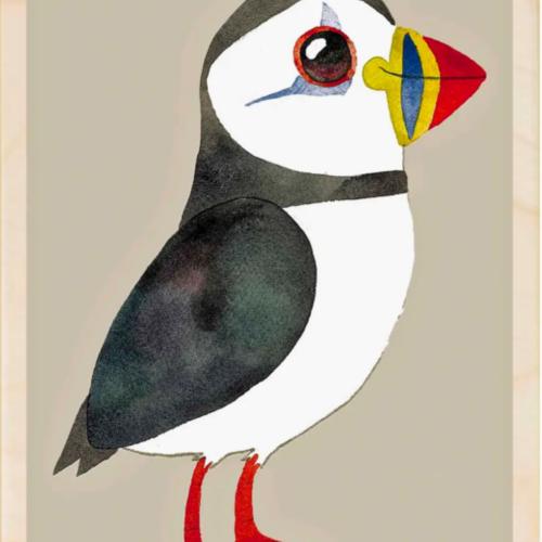 Puffin Postcard From The Wooden Postcard Company