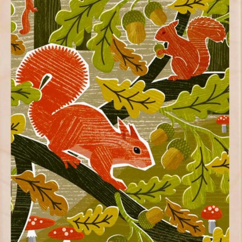 Red Squirrels Postcard From The Wooden Postcard Company
