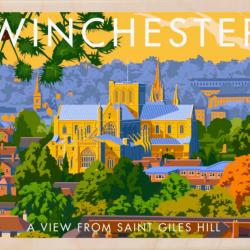 Winchester Hampshire View From St Giles Hill Postcard From The Wooden Postcard Company