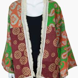 Random Colour And Design Kantha Fringed Jacket - Every One Is Different