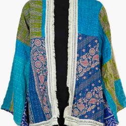 Random Colour And Design Kantha Fringed Jacket - Every One Is Different