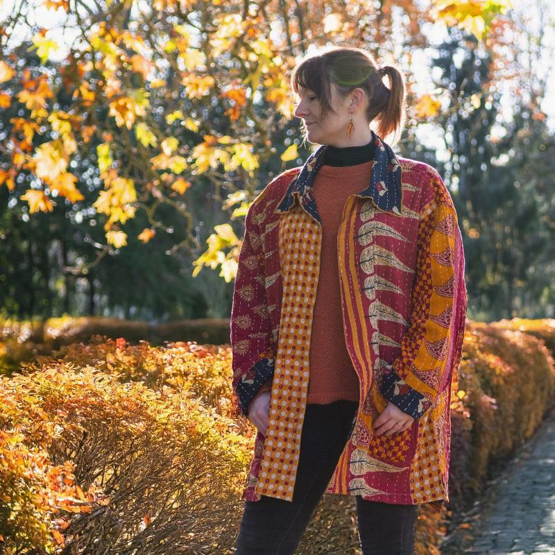 Random Colour And Design Kantha Reversible Jacket - Every One Is Different