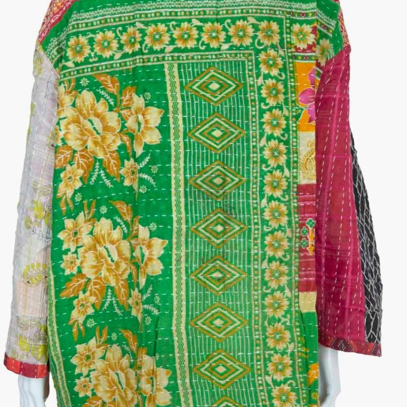Random Colour And Design Kantha Reversible Jacket - Every One Is Different