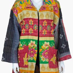 Random Colour And Design Kantha Reversible Jacket - Every One Is Different