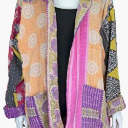 Random Colour And Design Kantha Reversible Jacket - Every One Is Different