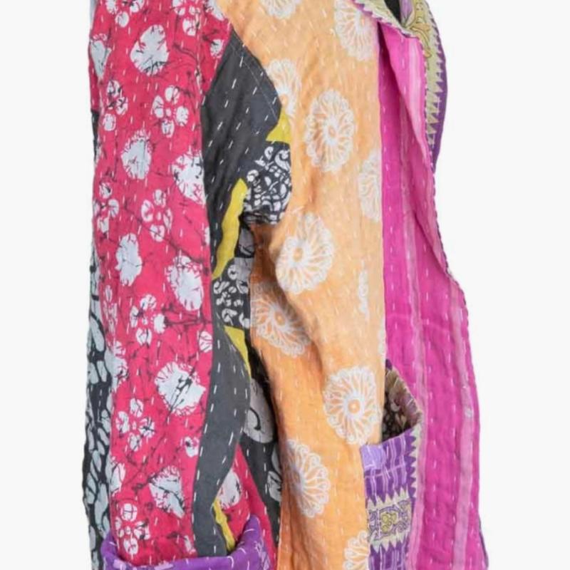 Random Colour And Design Kantha Reversible Jacket - Every One Is Different