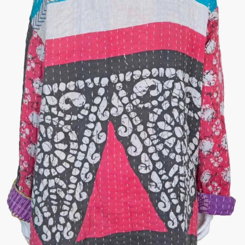 Random Colour And Design Kantha Reversible Jacket - Every One Is Different