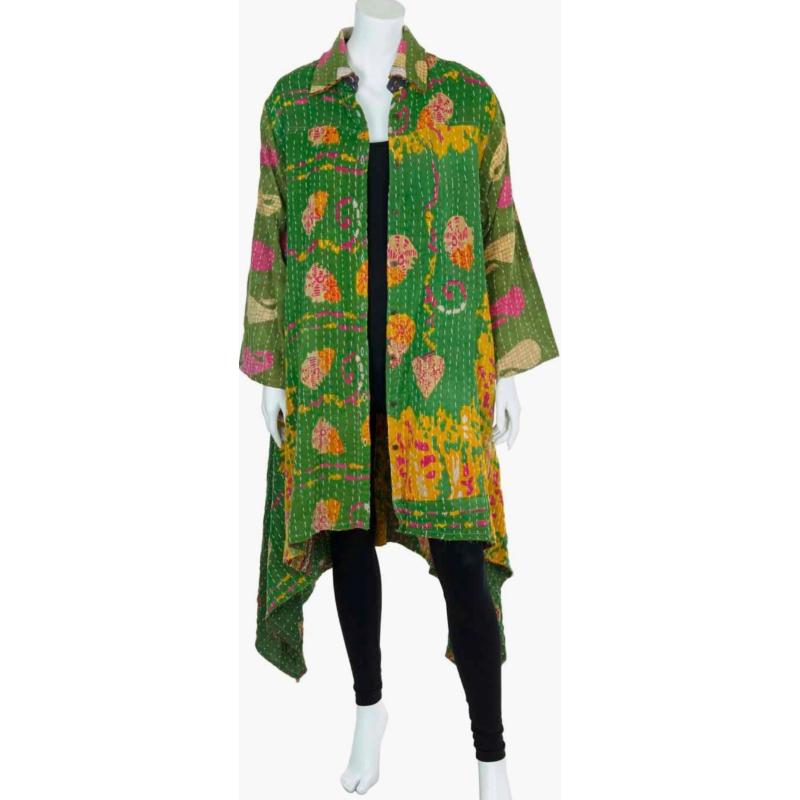 Random Colour And Design Kantha Button Jacket - Every One Is Different