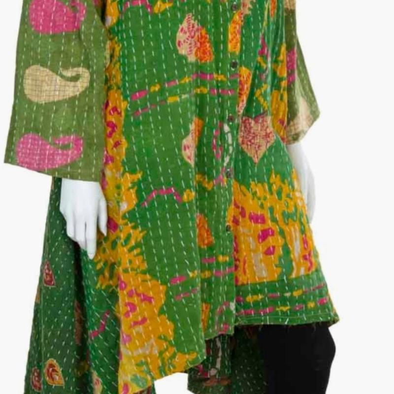 Random Colour And Design Kantha Button Jacket - Every One Is Different