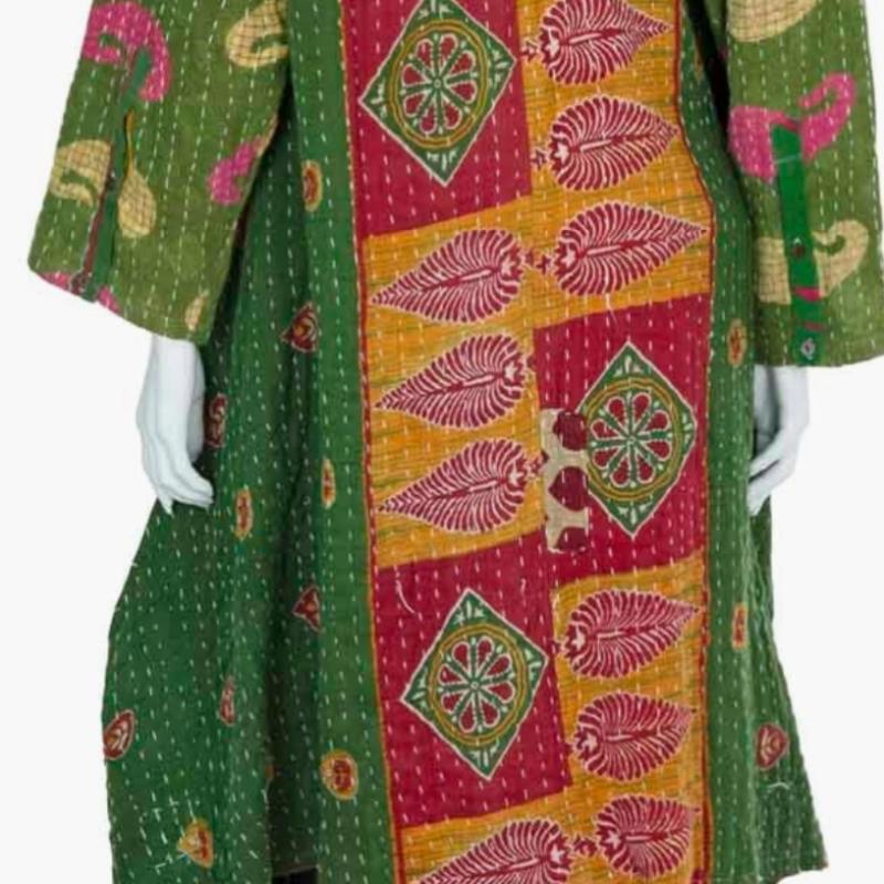 Random Colour And Design Kantha Button Jacket - Every One Is Different