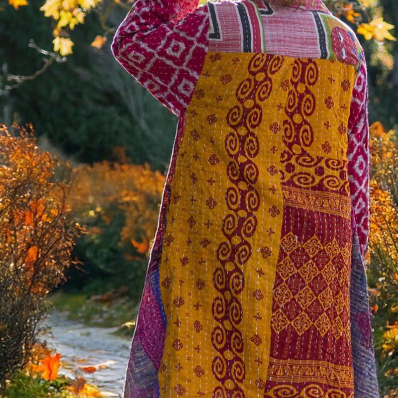 Random Colour And Design Kantha Button Jacket - Every One Is Different