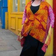 Random Colour And Design Kantha Button Jacket - Every One Is Different