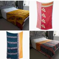 Random Colour And Design Kantha Bedspread - Every One Is Different
