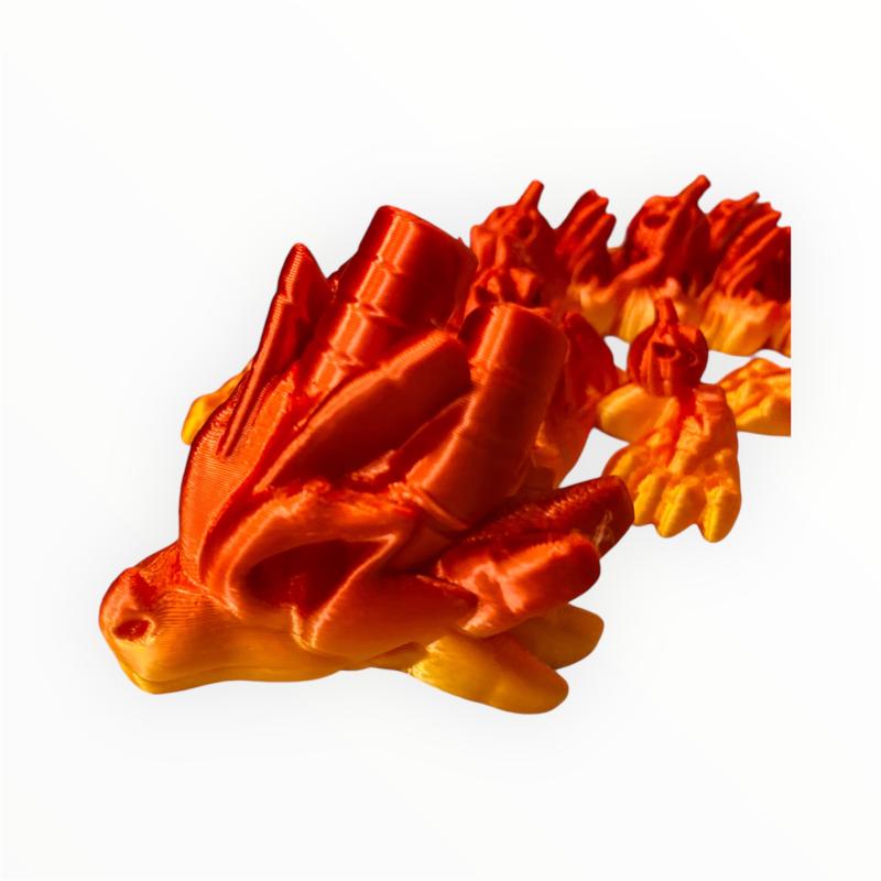 3D printed Pumpkin Dragon in reds/oranges