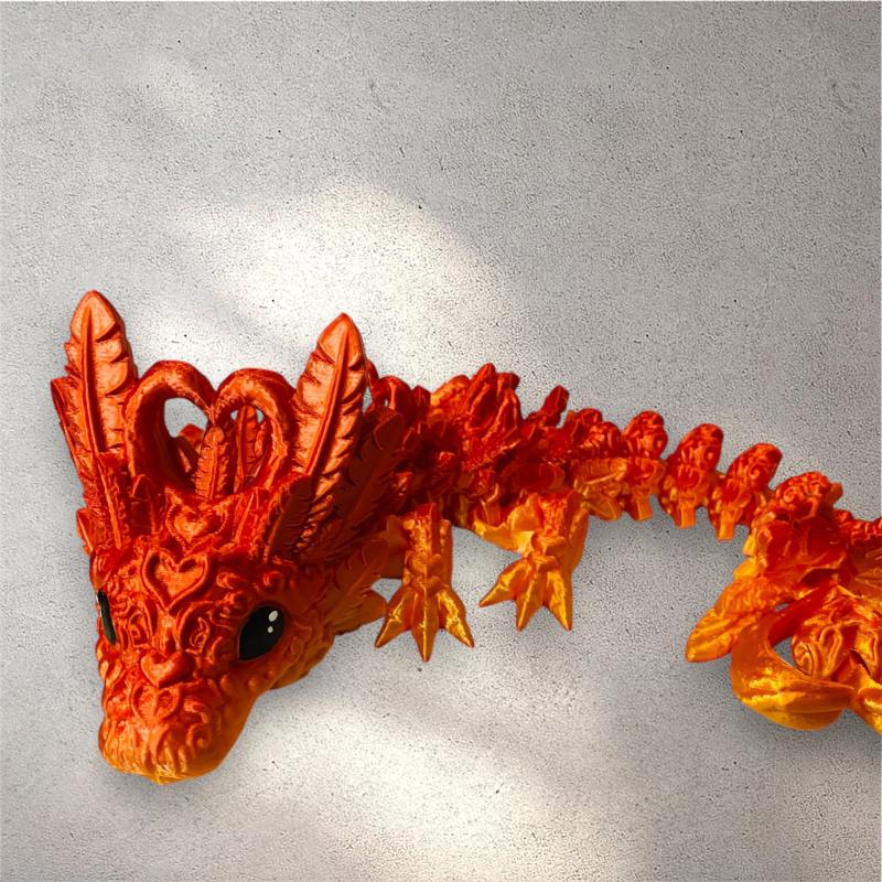 3D printed Light Heart Dragon- in red/orange