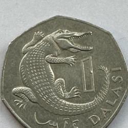 Gambia 1998 1 Dalasi West African Slender Snouted Crocodile 50p Shaped Coin