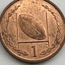 Isle Of man IOM 1999 1p One Penny Coin Rugby Ball