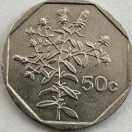 1998 Malta 50c Fifty Cent Coin Tulliera Maltese Plant Fleabane 50p Shape