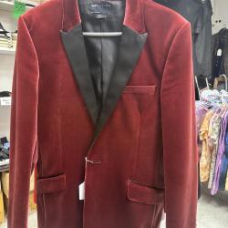 Men’s Velvet Tuxedo Jacket Red Size UK Chest 40 Medium shelf 286