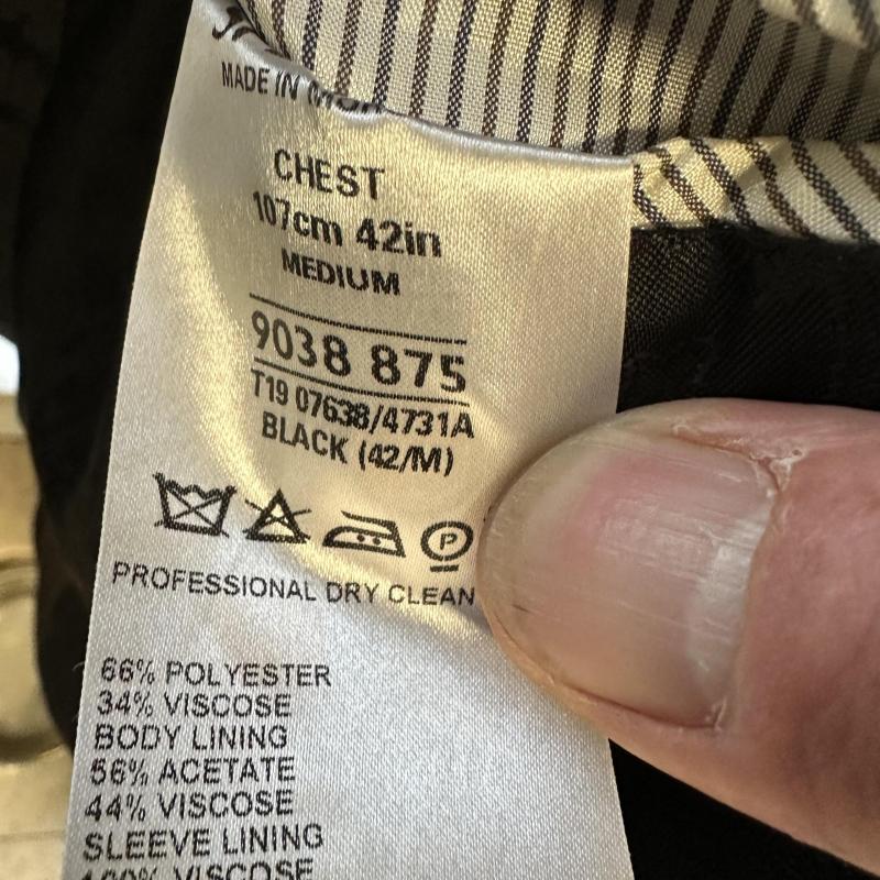 Mens Pin Stripe M&S Autograph Black Paisley Lining Size UK Chest 42 Medium shelf 286