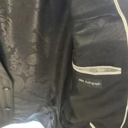 Mens Pin Stripe M&S Autograph Black Paisley Lining Size UK Chest 42 Medium shelf 286