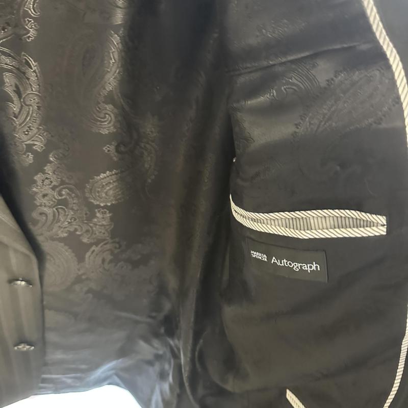 Mens Pin Stripe M&S Autograph Black Paisley Lining Size UK Chest 42 Medium shelf 286