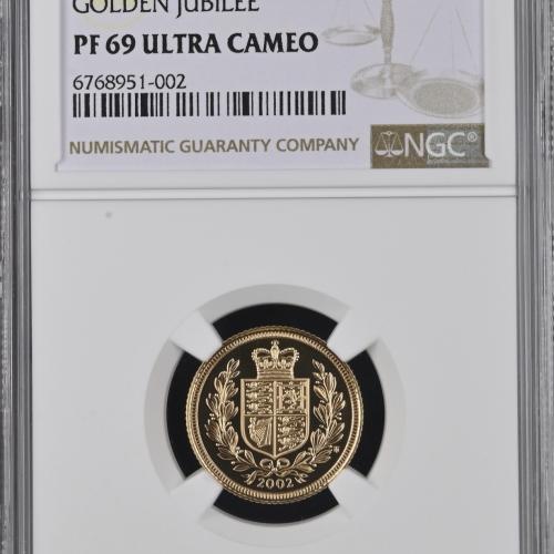2002 Gold Half-Sovereign Golden Jubilee Proof NGC PF69 ULTRA CAMEO