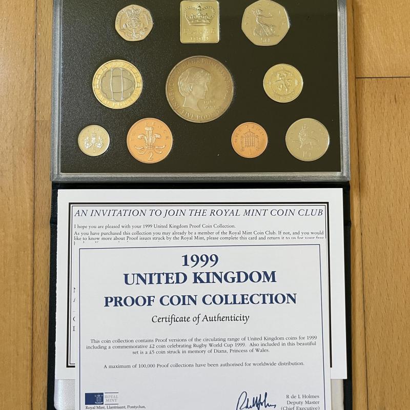 1999 UK Proof Coin Collection Royal Mint - £2 Rugby