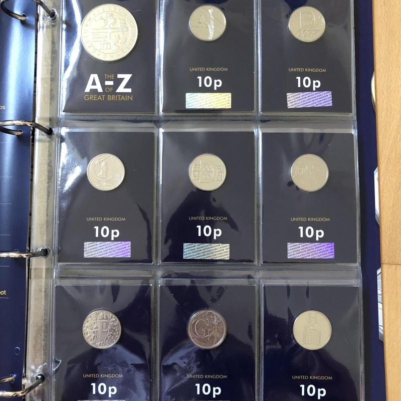 2019 Royal Mint 10p A-Z Uncirculated Coins plus Completer Medallion - in Folder