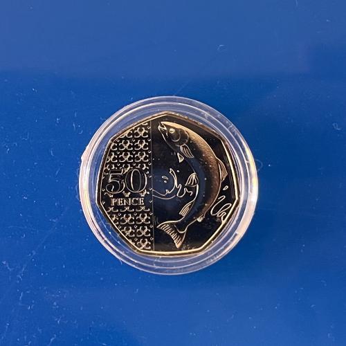 2023 Salmon 50p with privy - Royal Mint - new definitive