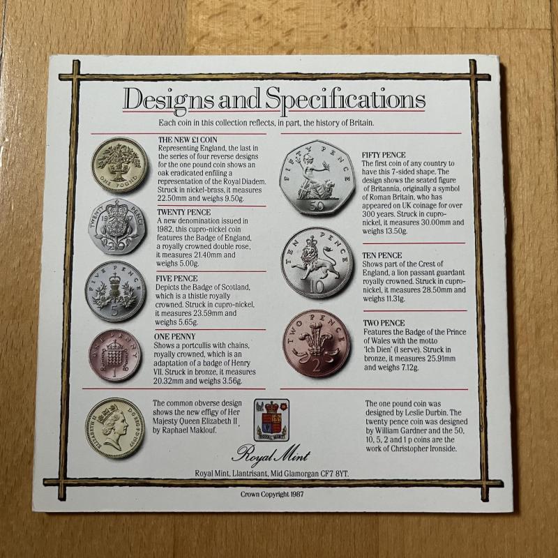 1987 Brilliant Uncirculated Coin Collection Royal Mint Annual Set