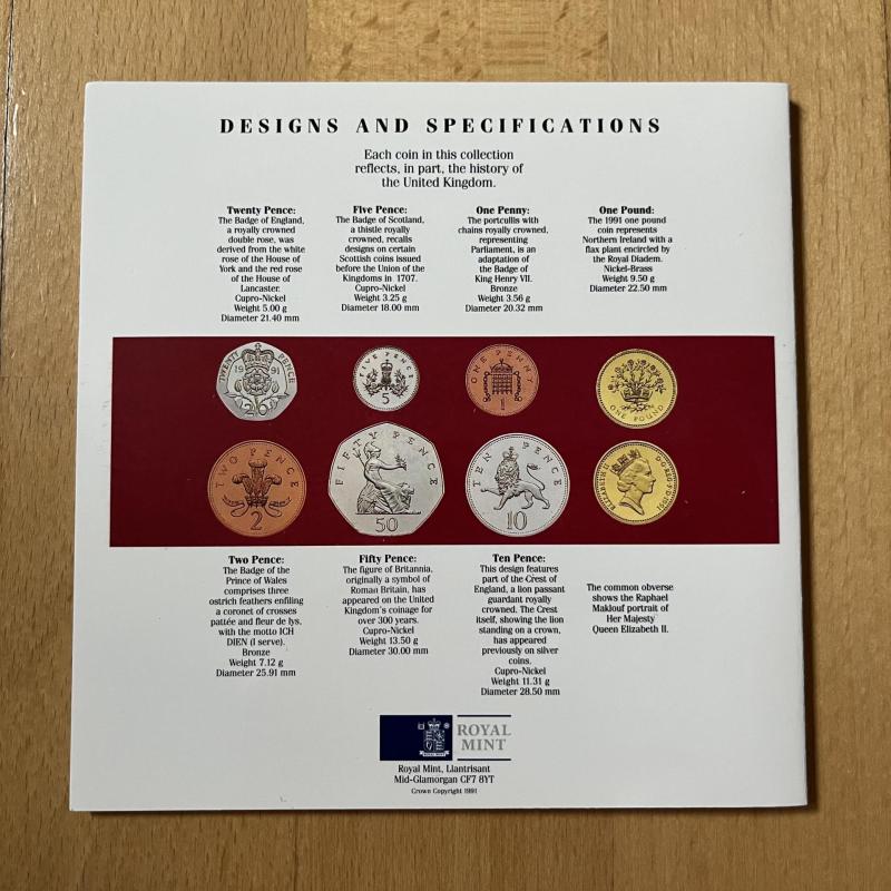 1991 Brilliant Uncirculated Coin Collection Royal Mint Annual Set