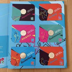 2012 London Olympics 29 x Carded 50p in Folder plus Completer Medallion