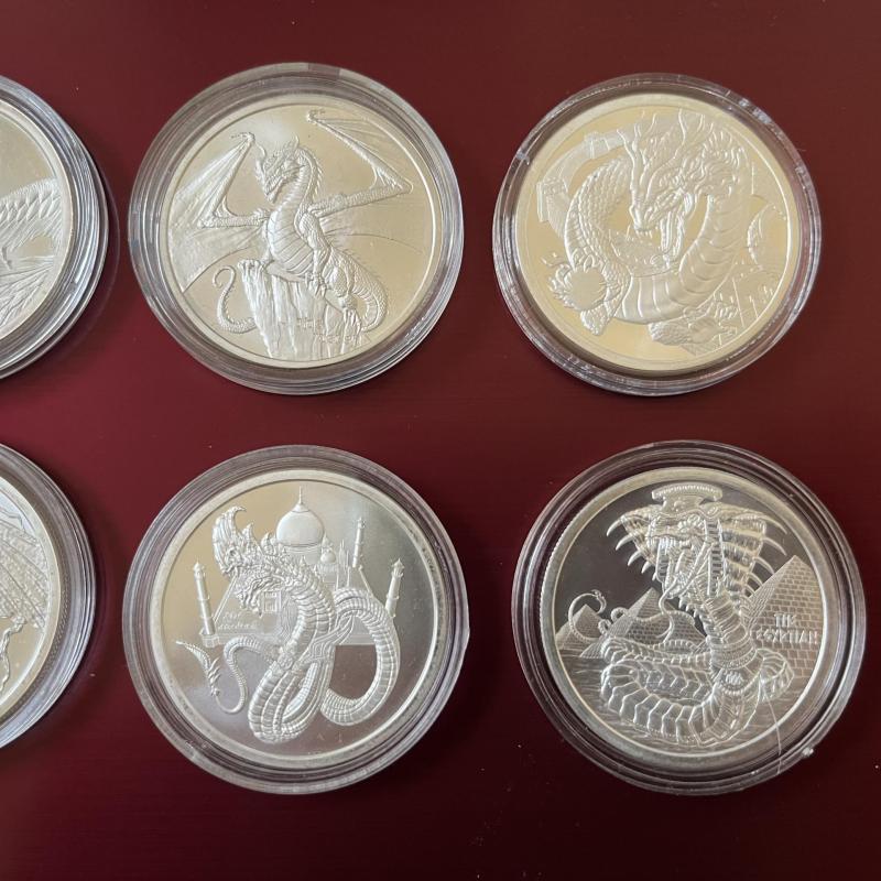 World of Dragons - Aztec, Welsh, Chinese, Norse, Indian, Egyptian - 6 x 1oz silver rounds