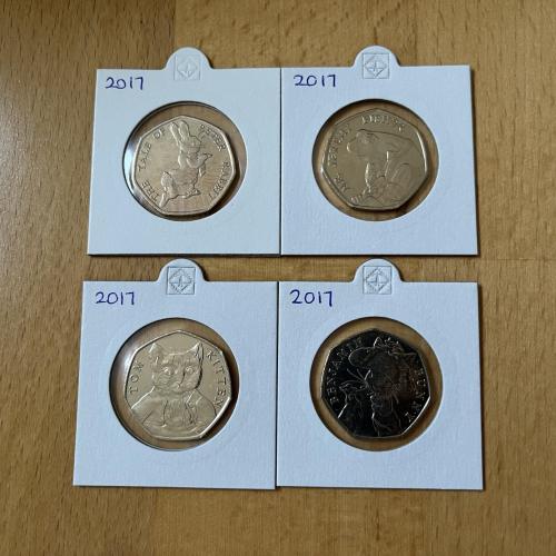 2017 x 50p - Peter Rabbit, Jeremy Fisher, Tom Kitten, Benjamin Bunny - sealed bag