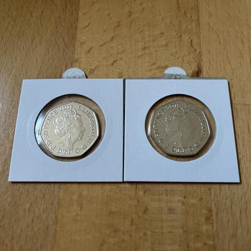 2018 x 50p coins from Peter Rabbit set - Tailor of Gloucester, Mrs Tittlemouse