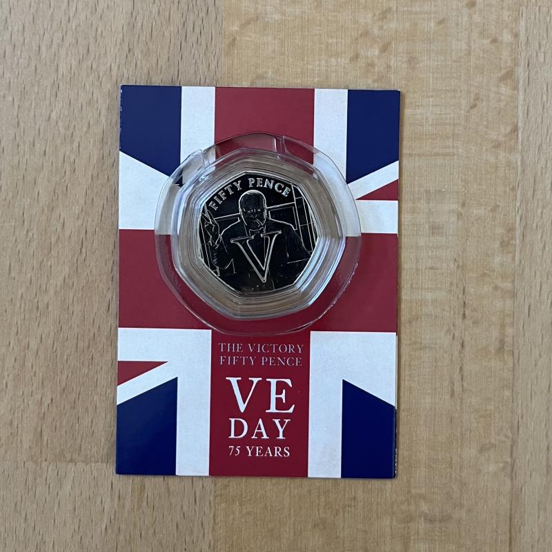 2020 Isle of Man 50p - 75th Anniversary of VE Day - Churchill in capsule & card