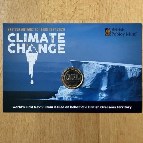 2020 £1 British Antartic Territory - Climate Change £1 Bi-metal coin