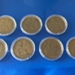 7 x George VI Pennies 1937 - 1949 (incl 1939 scarce)