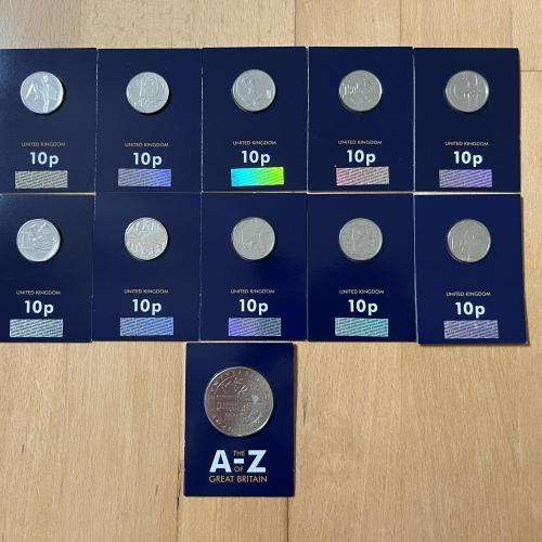 2018 A-Z 10p x 11 (A, B, C, E, G, I, K, L, R, Y, Completer)