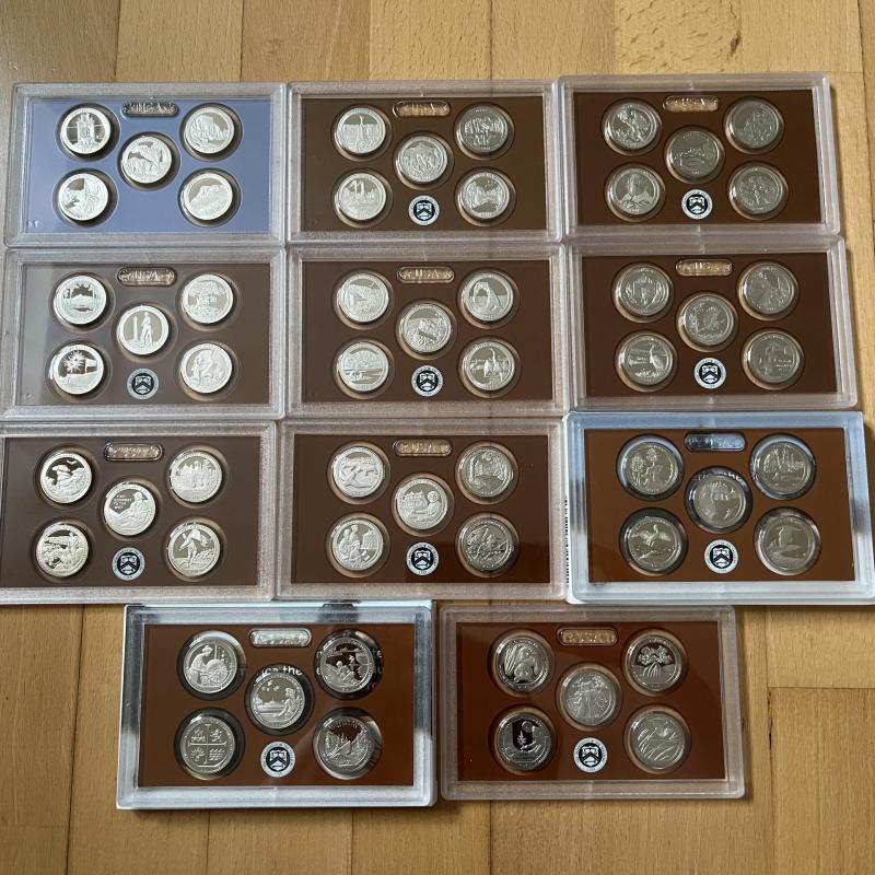 USA Park Quarters - 11 x Proof Sets - San Francisco Mint - RARE!