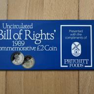 1989 Pritchitt Foods, Bill of Rights, Uncirculated Commemorative £2 Coin