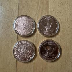 4 x 999 Fine Copper Rounds Joy to the World, Miners Go Deeper, Legendary Dragons