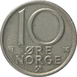 Norway 10 Ten Ore Crown with Cross