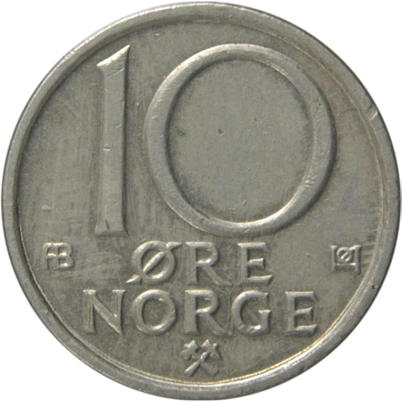 Norway 10 Ten Ore Crown with Cross