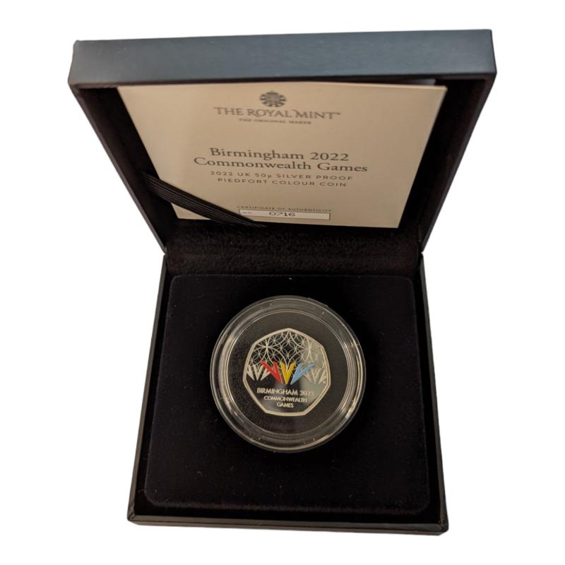 2022 Birmingham Commonwealth Games PIEDFORT Silver Proof 50p (COA #716)